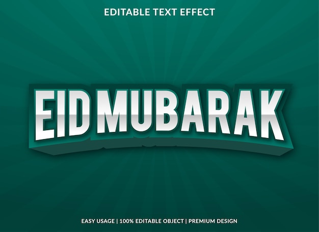 비즈니스 로고 및 브랜드에 대한 추상 스타일 사용 Eid 무바라크 텍스트 효과 템플릿