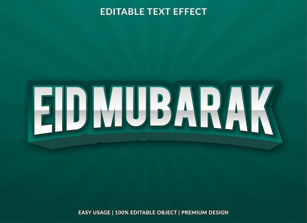 Eid mubarak text effect template with abstract style use for business logo and brand