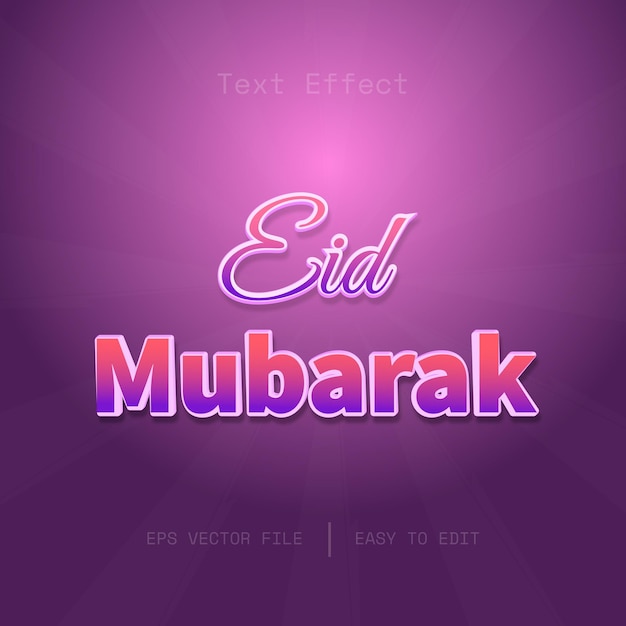 Vector eid mubarak text effect