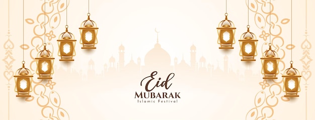 Eid mubarak traditioneel festival islamitisch spandoekontwerp