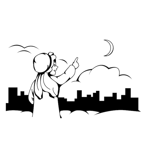 Clipart vettoriali di eid mubarak in bianco e nero