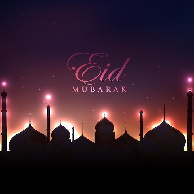 Eid mubarak vector night design