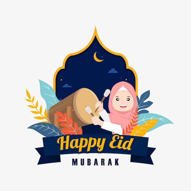 eid mubarak vlakke afbeelding