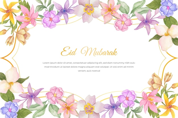 Eid mubarak watercolor floral background or greeting card