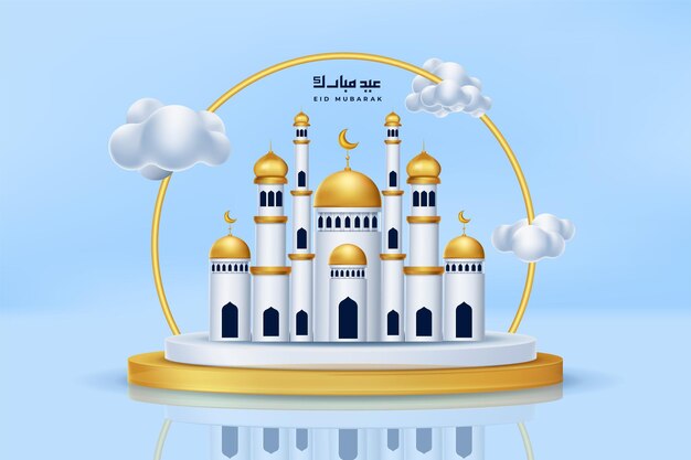 Eid mubarok greeting card with islamic ornament vector illustration