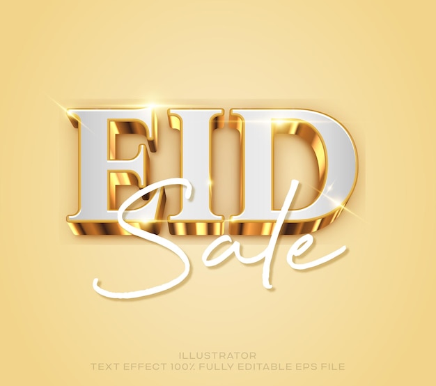 Vector eid sale 3d text effect fully editable