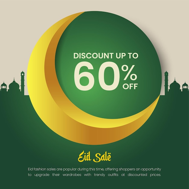 Vector eid sale banner and social media post template