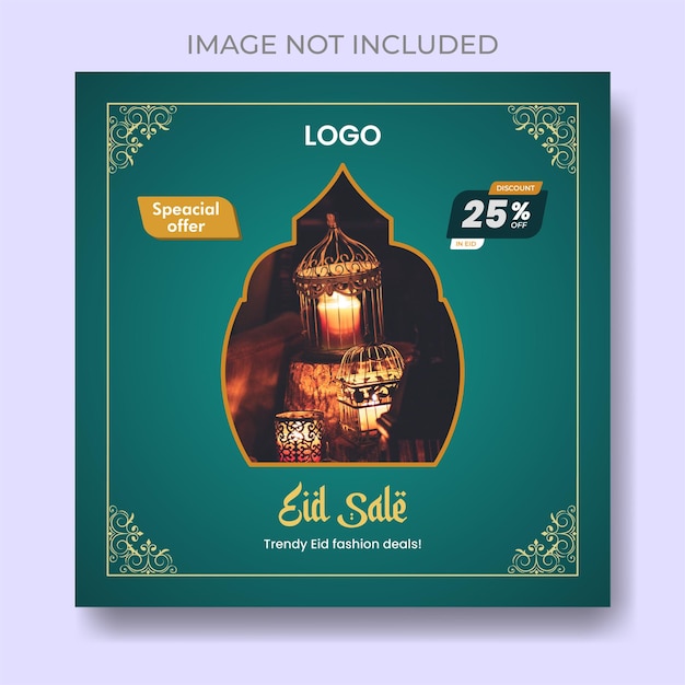 Vector eid sale banner and social media post template