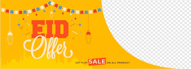 Eid sale header of banner ontwerp met gegeven ruimte voor uw product