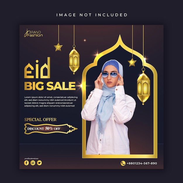 Eid Sale Muslim Islamic Social Media Post Design Template