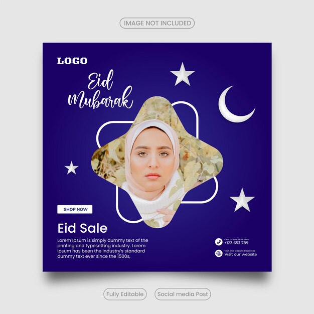 Eid sale social media post template design for social media posts and web ads modern