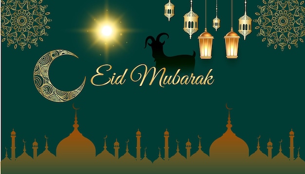 Eid ul adha mubarak sjabloon voor social media poster en banner