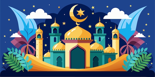 Eid ul Fitr Castle Banner for Social Media Post Illustration