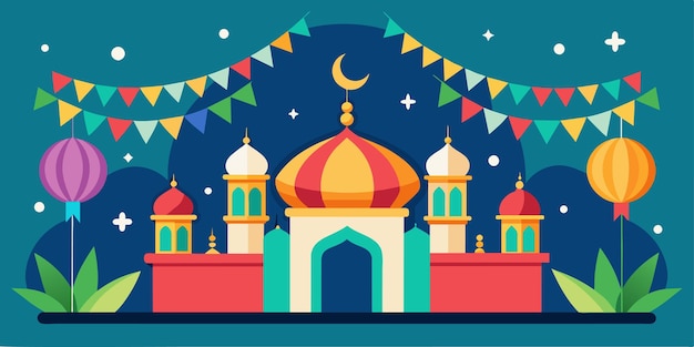 Banner del castello di eid ul fitr per l'illustrazione di un post sui social media