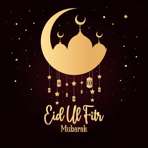 Eid ul fitr mubarak sfondo di saluto per poster e banner di illustrazione vettoriale