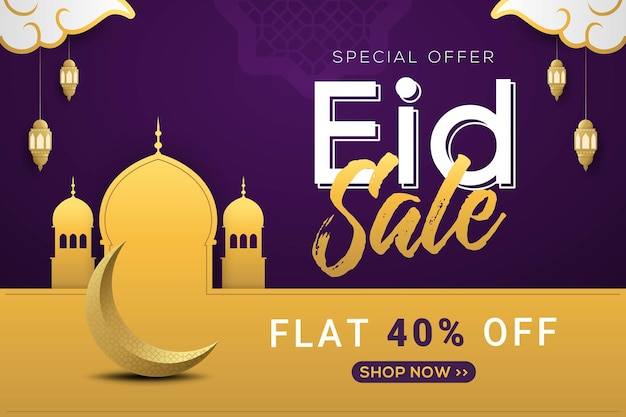 Eid verkoop label banner sticker badge sjabloon ontwerp promotie