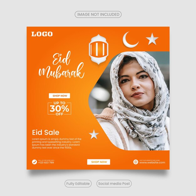 Eid-verkoop of Ramadan-verkoop social media postsjabloonontwerp Voor posts op sociale media en webadvertenties