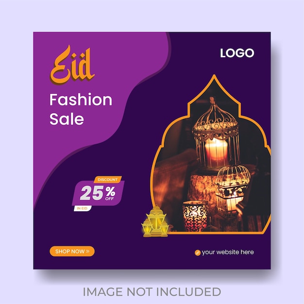 Eid-verkoopbanner en postsjabloon voor sociale media