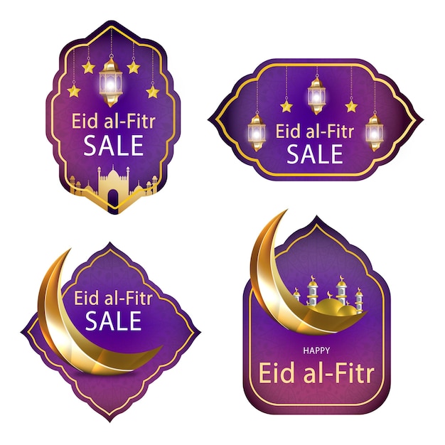 Vettore collezione di badge eidalfitr