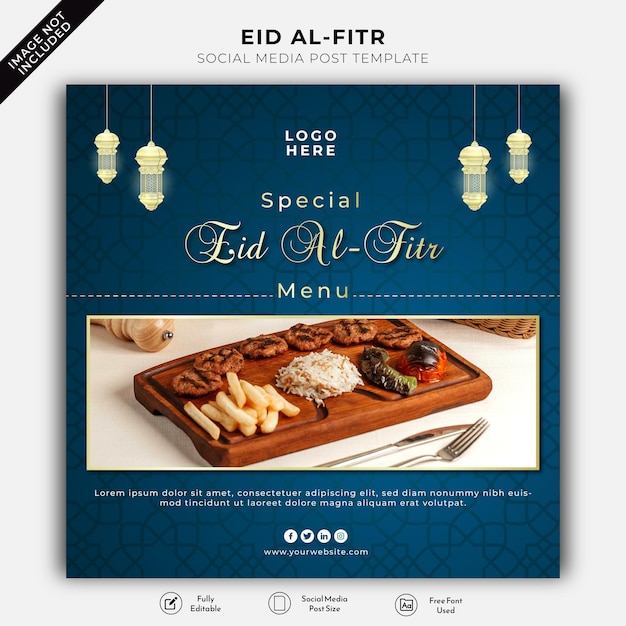 Vector eidalfitr menu gratis vector social media post sjabloon