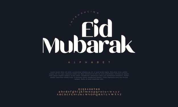 Vettore eidmubarak lusso premium alfabeto arabo lettere e numeri elegante tipografia islamica ramadan
