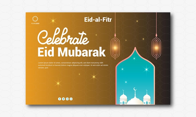 EidulFitr Celebrate arrangement and EidMubarak banner design template