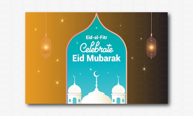 EidulFitr Celebrate arrangement and EidMubarak banner design template