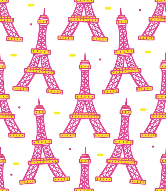 Vector eifel tower seamless pattern in flat design style