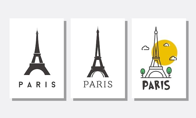 Eiffel Parijs Toren Zwart Silhouet Logo Vector Pictogram Illustratie