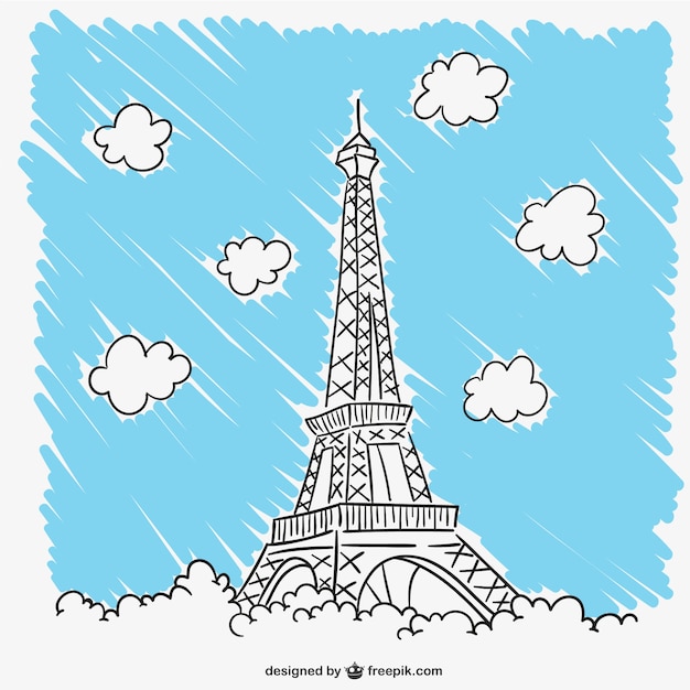 벡터 에펠 탑과 구름
