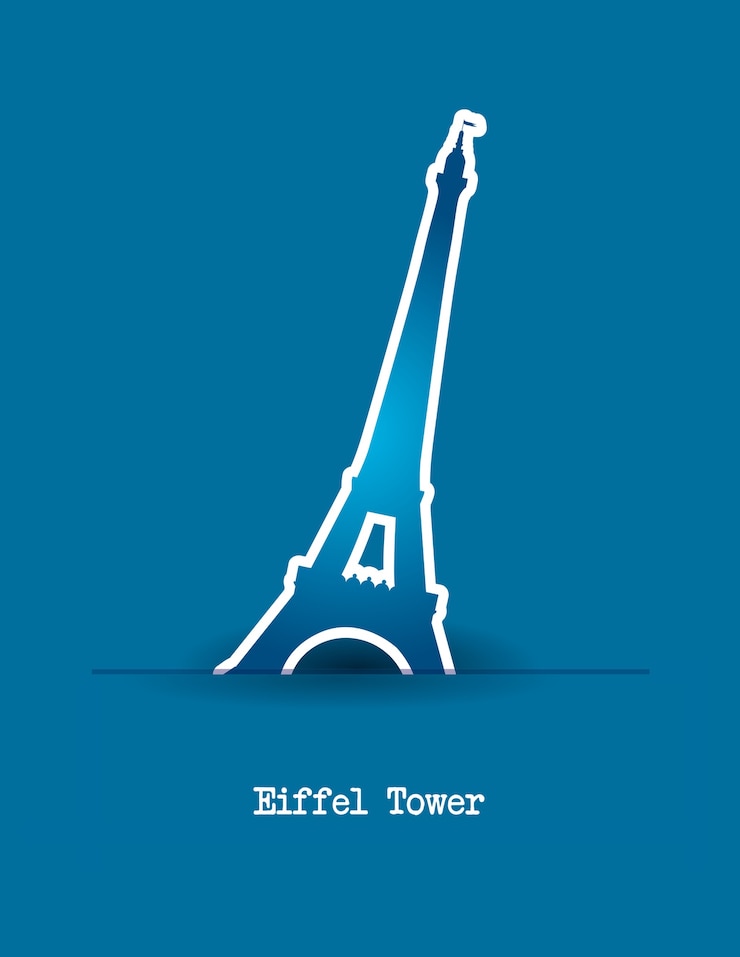 Vector eiffel tower over blue background vector illustration