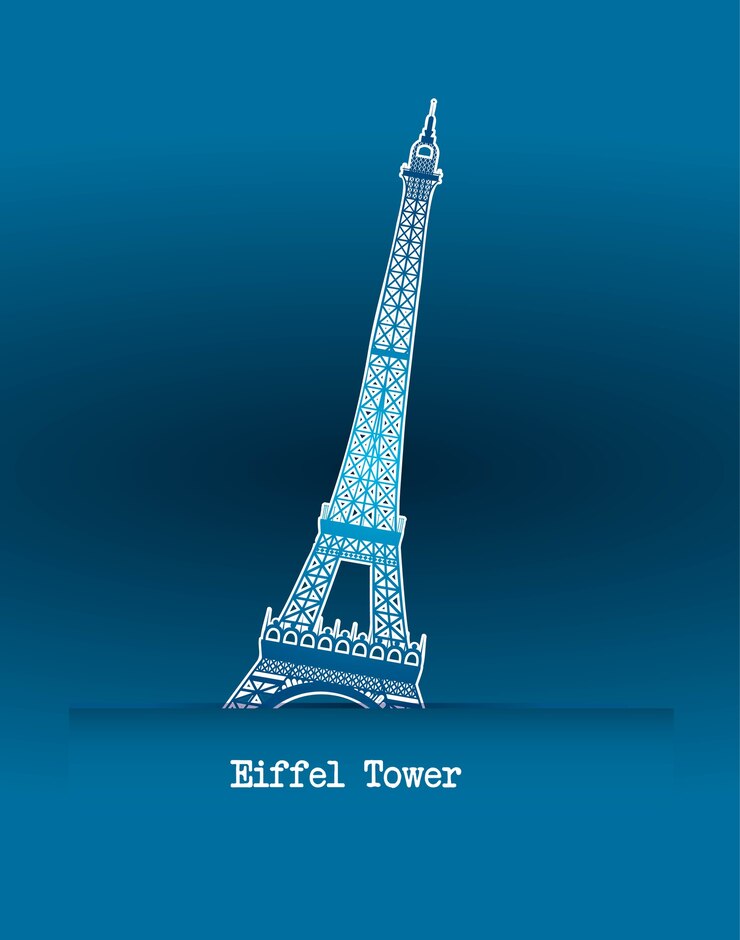 Vector eiffel tower over blue background, vector illustration
