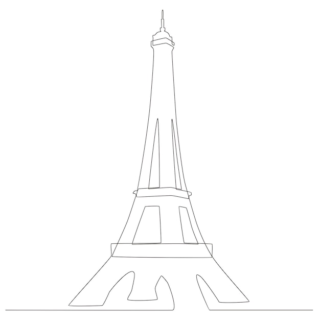 Eiffel Tower Continuous Line Drawing, Minimalist Drawing Eiffel Tower