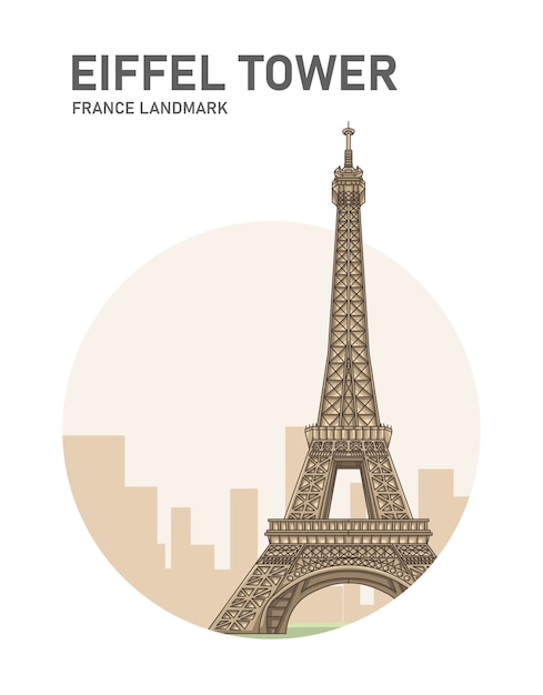 Vector eiffel tower france landmark poster