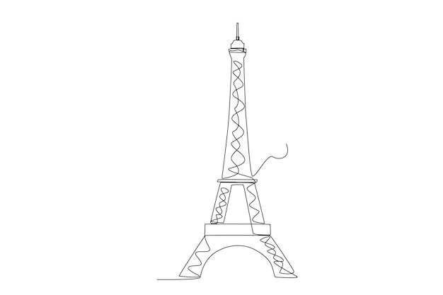 Eiffel tower in France line art