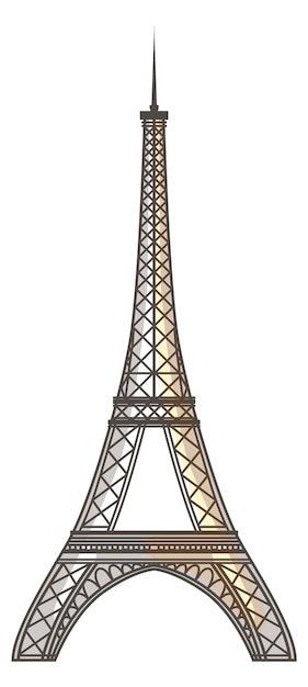 エッフェル塔のアイコン白い背景に分離されたフランスのランドマーク旅行のシンボル