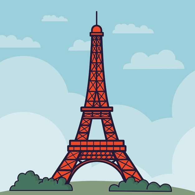 Vector eiffel tower icon illustrations isolated on the colored background