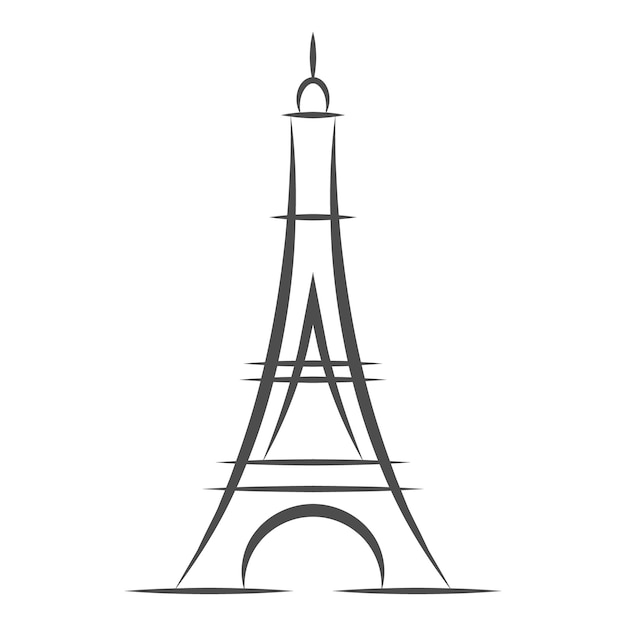 Vector eiffel tower icon isolated on white french paris towers black silhouettes vector illustration