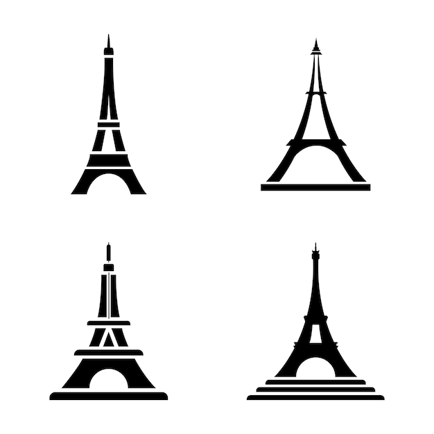 Eiffel Tower Logo Monochrome Design Style Stock Vector