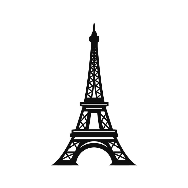 Vector eiffel tower landmark icon vector silhouette