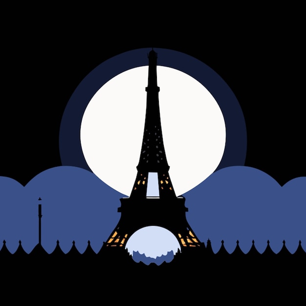 Vector the eiffel tower at night vector illustration