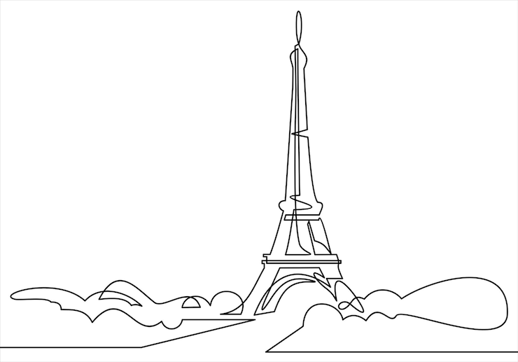 Vector eiffel tower one line drawing