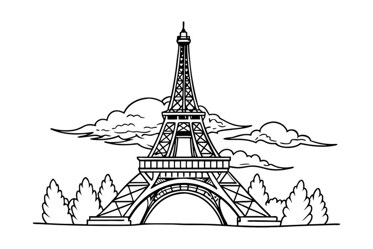Vector eiffel tower in paris