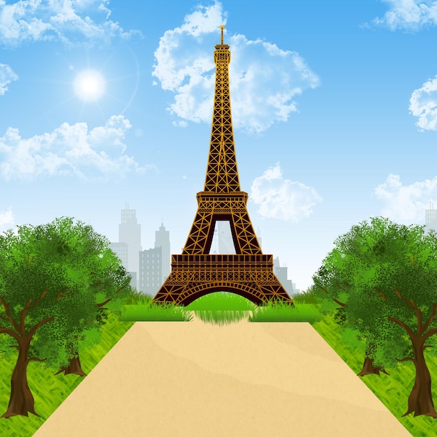 Eiffel Tower Serene Illustration