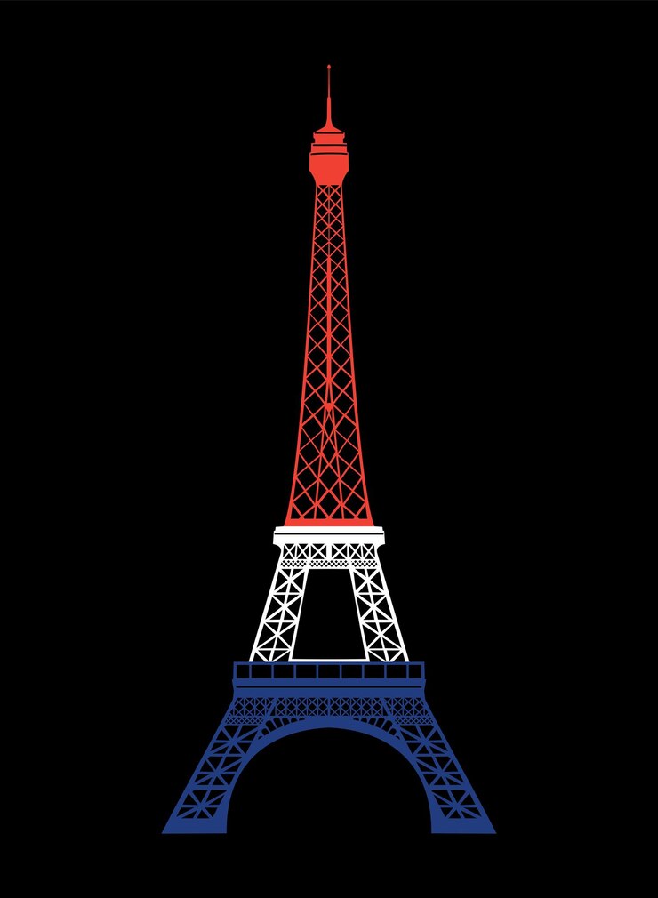 Vector eiffel tower stylized in the colors of france