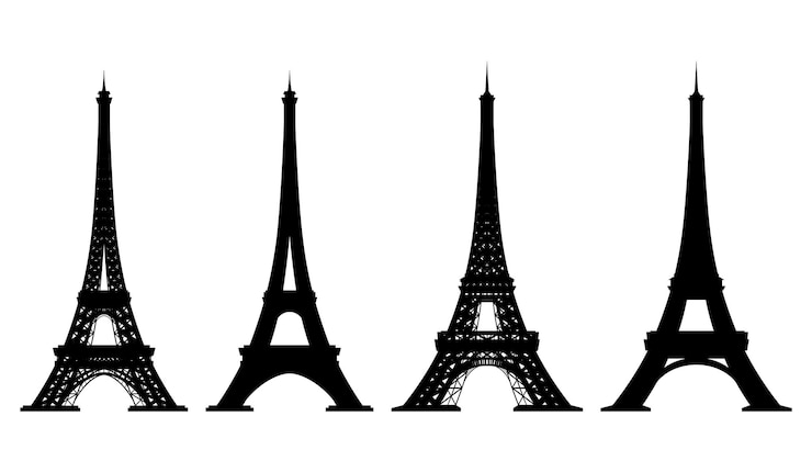 Vector eiffel tower vector icons world famous france tourist attraction symbols international architectural monument isolated on white background