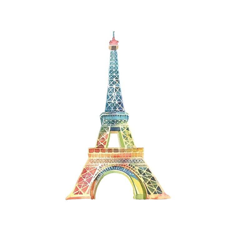 Vector eiffel vector illustration in watercolor style