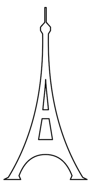 Vector eiffeltoren lijn pictogram zwart frans oriëntatiepunt