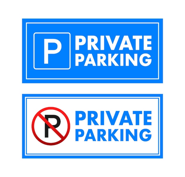 Eigen parkeerplaats blauw verkeersbord label Vector voorraad illustratie