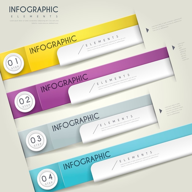 Eigentijds infographic ontwerp met kleurrijke etikettenelementen